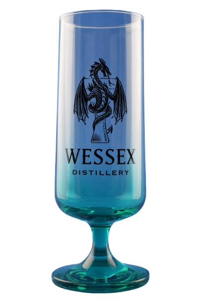 image for Two Stunning Wessex Distillery Gin Glasses with Dragon Motif and Turquoise Base and Stem
