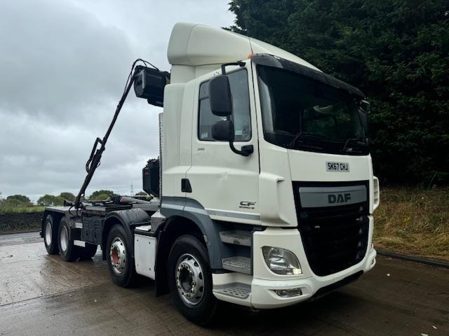 image for 2017 67 DAF CF 510 E6 8x4 hook loader sheet weigher piped for draw bar