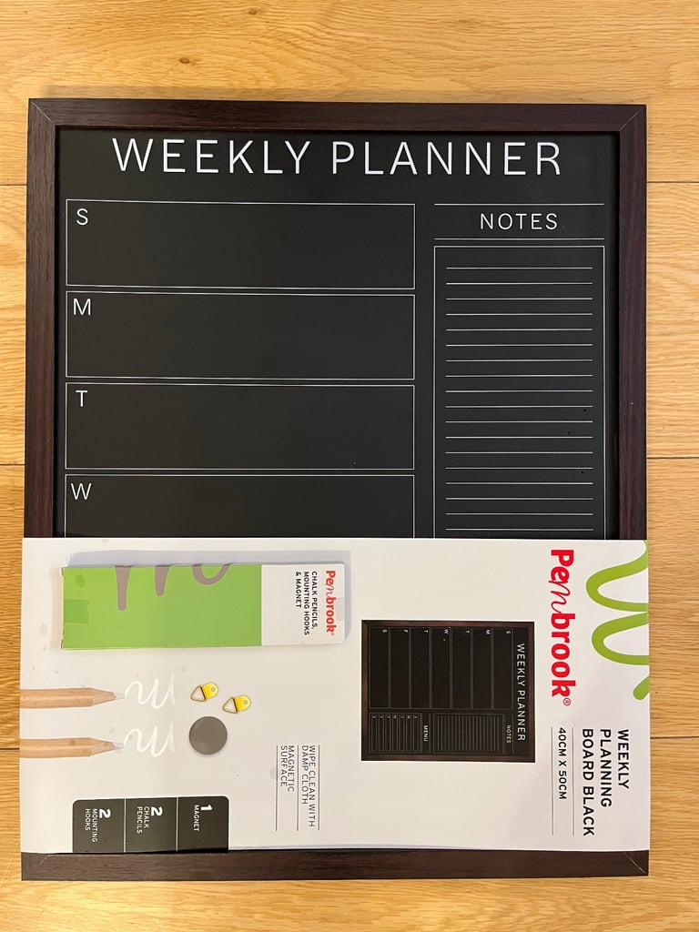 Weekly planner chalk board with chalk 
