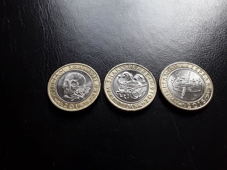 image for COMPLETE 3 X £2 SHAKESPEARE TRILOGY COIN SET- 3 COINS - RARE