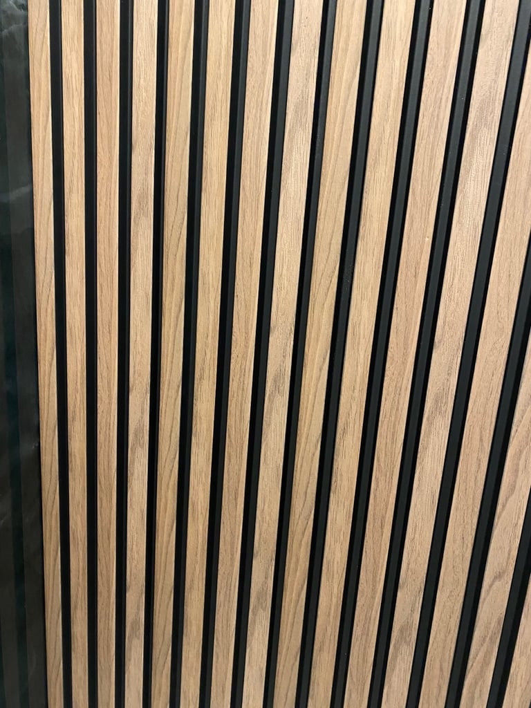 image for SlatWall Waterproof Natural Oak and Black Panel
