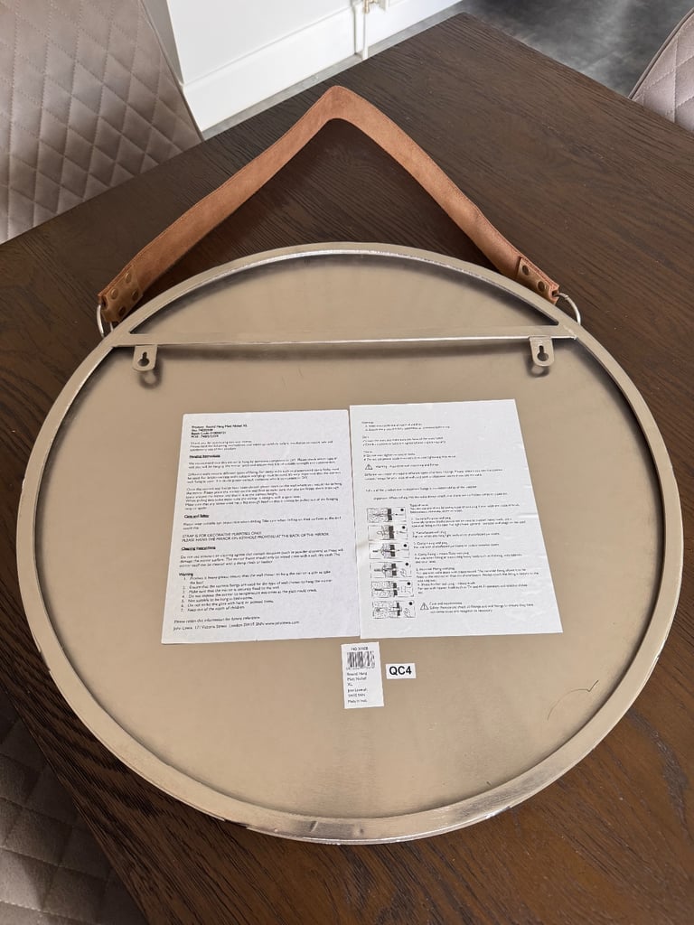 Round Hanging Mirror with Leather Strap