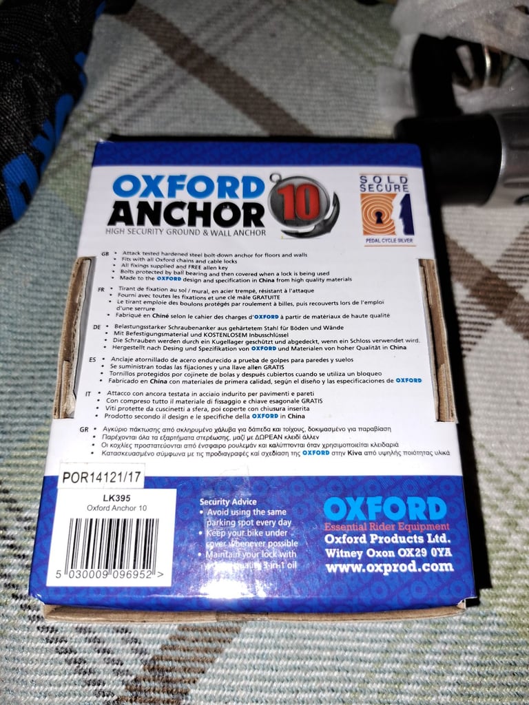 MOTORBIKE CHAIN LOCK & ANCHOR: #NEW#- £45 for Both OXFORD CHAIN 10 LOCK LK144 & OXFORD ANCHOR LK395 