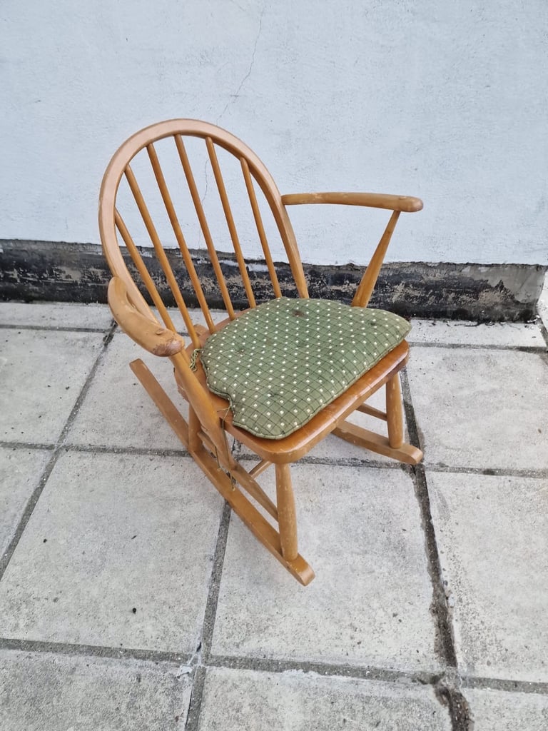 Small Size Ercol Rocking Chair With Original Cushion