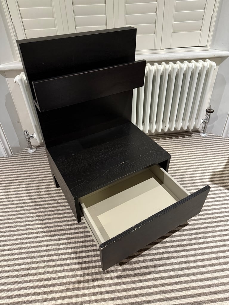 IKEA MALM x 2 Bedside Table Nightstand Drawer Shelf Black Brown