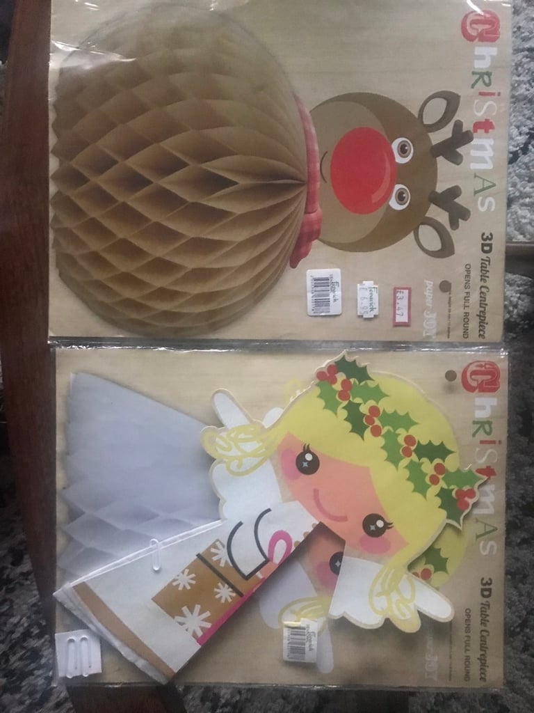 Christmas 3D paper decorations x2 