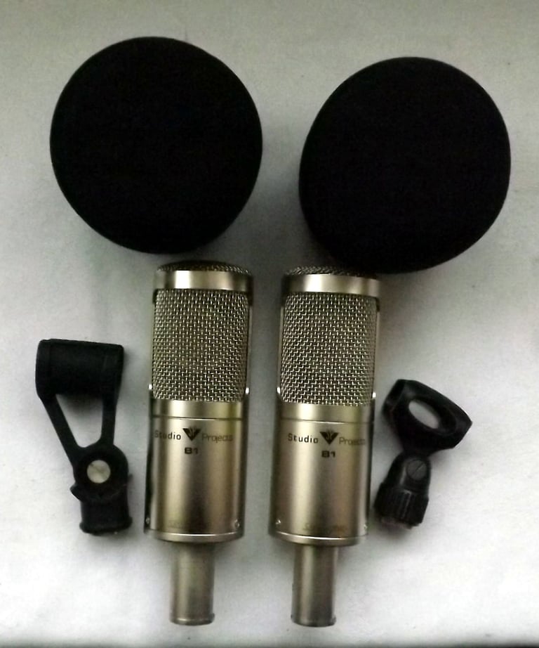 PAIR OF STUDIO PROJECTS B1 STUDIO CONDENSOR MICROPHONES. USED/PWO.