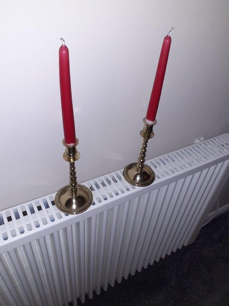 image for Candlesticks Vintage Brass Ball Bead