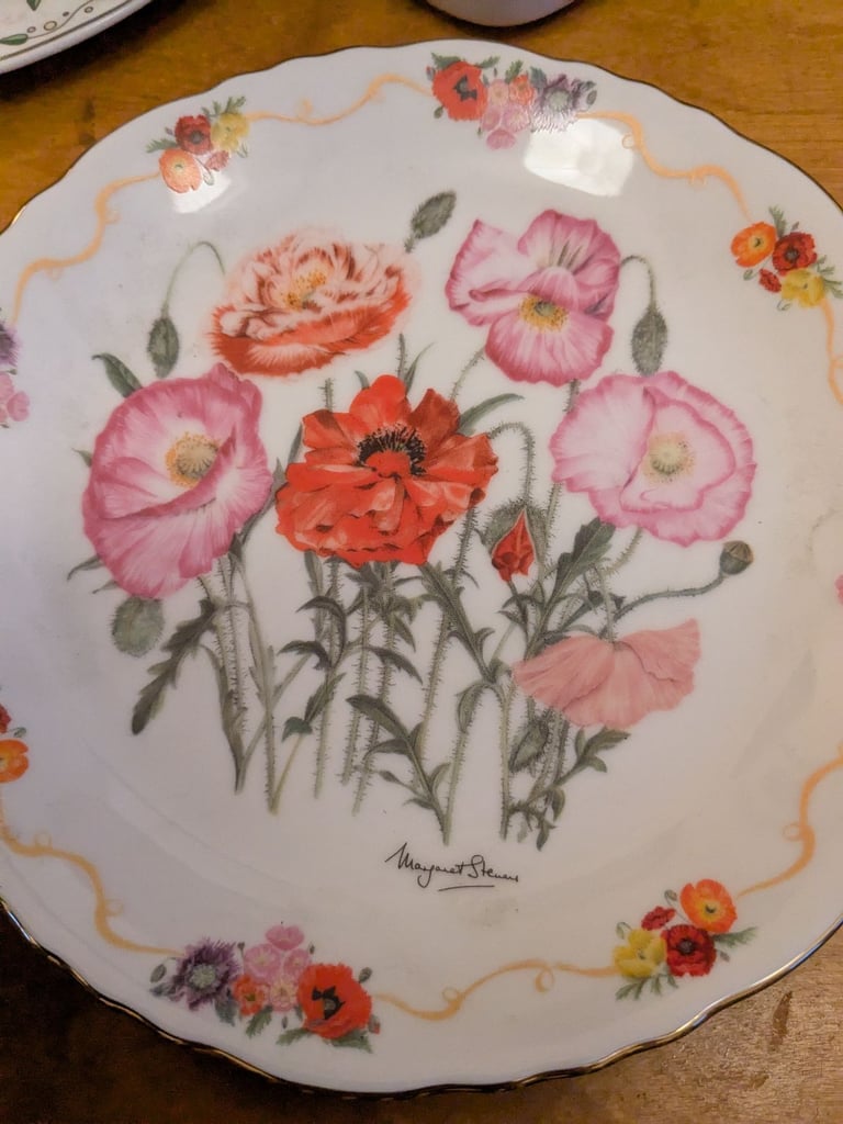7 assorted ornamental plates, etc.
