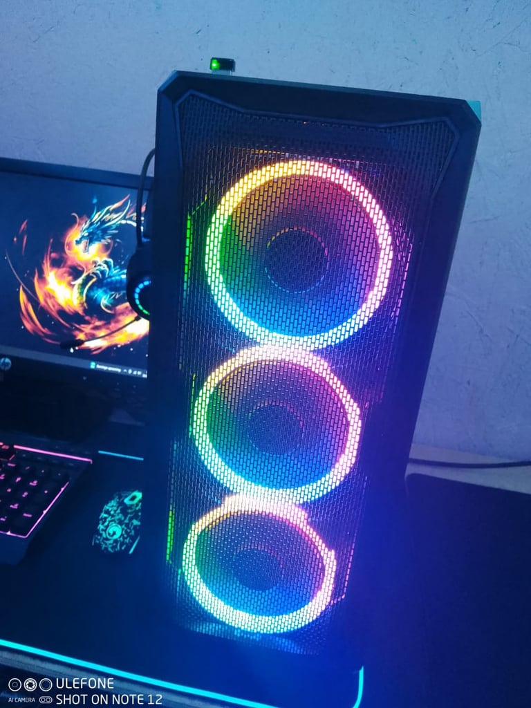 NEW - Full Gaming PC RGB Case QuadCore i7 4.0Ghz Nvidia Graphics SSD BIG Monitor Keyboard Mouse Wifi