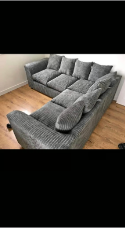 Brand New - Liverpool Jumbo Cord Corner Sofa (5 seater corner) - Grey - SAME/NEXT DAY DELIVERY
