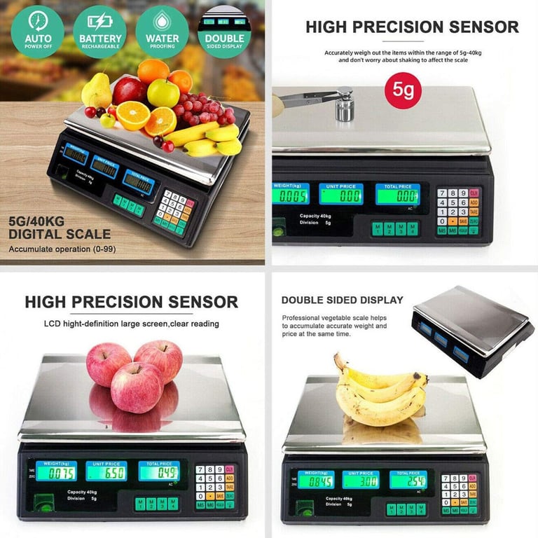 image for Electronic Shop Commercial Digital Scale Retail Fruit Vegetable 40kg Weight Scales Large Balance