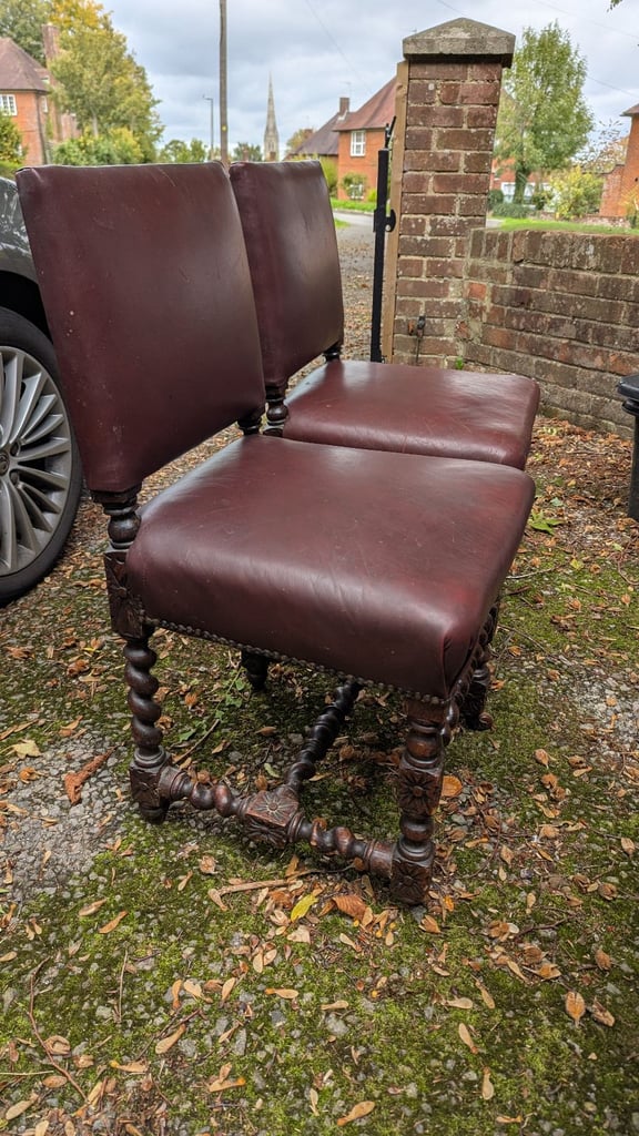 image for Leather and Mahogany dining chairs 
