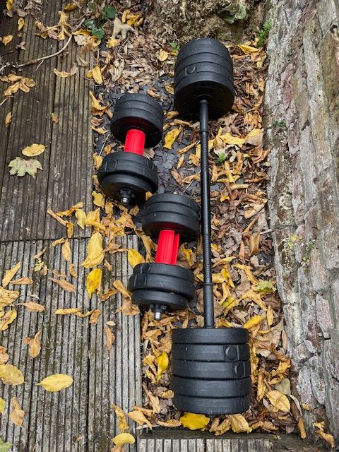 Free Weights Set for Sale - 2 Dumbbells + 1 Barbell 