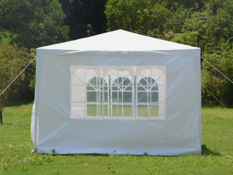 New 3x3 Waterproof White Garden Gazebo Marquee Awning Tent With Four Sides 
