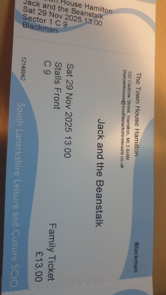 Jack and the Beanstalk - Hamilton Townhouse - ten tickets