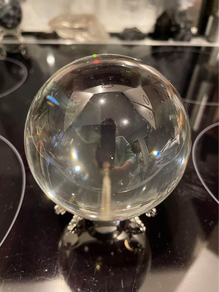 Crystal glass ball sphere - 8cm diameter - NEW
