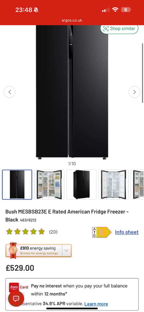 image for Bush American fridge freezer 