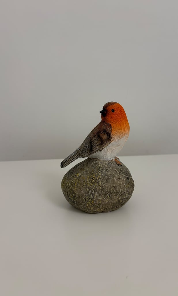 Marco Paul Robin Redbreast Perched on a Stone Christmas Ornament
