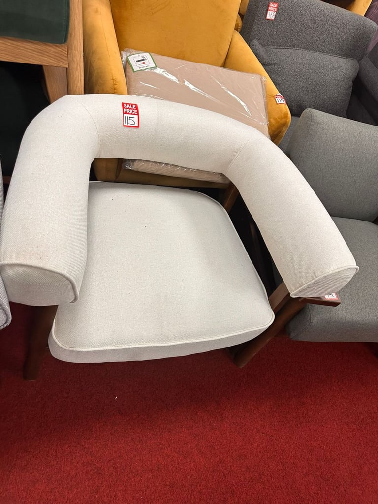 image for Habitat Elio Fabric Curved Armchair - Natural