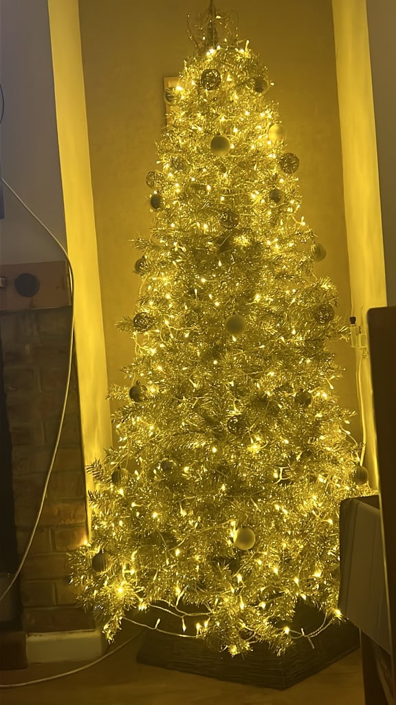image for 7ft Gold Tinsel Christmas tree in the box 