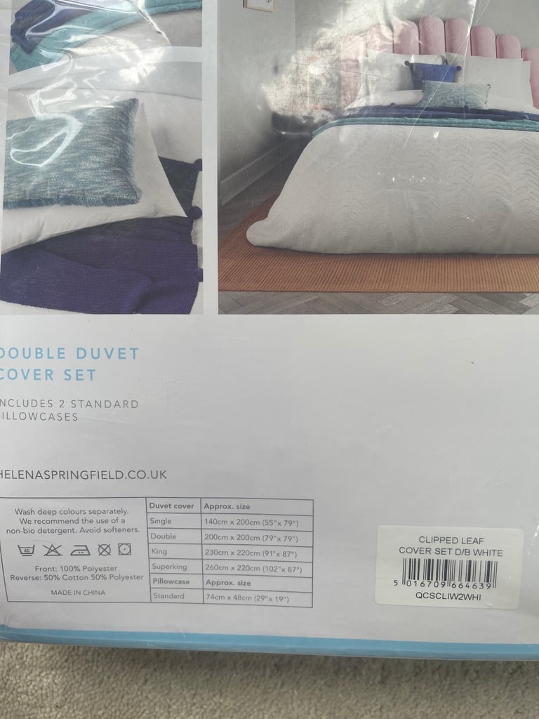 Bedeck white Clipped Leaf double duvet cover set. New
