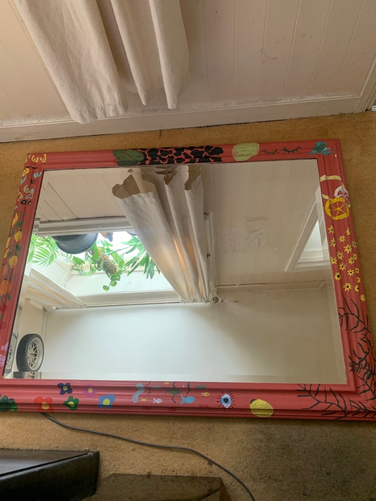 Large hand painted frame mirror 