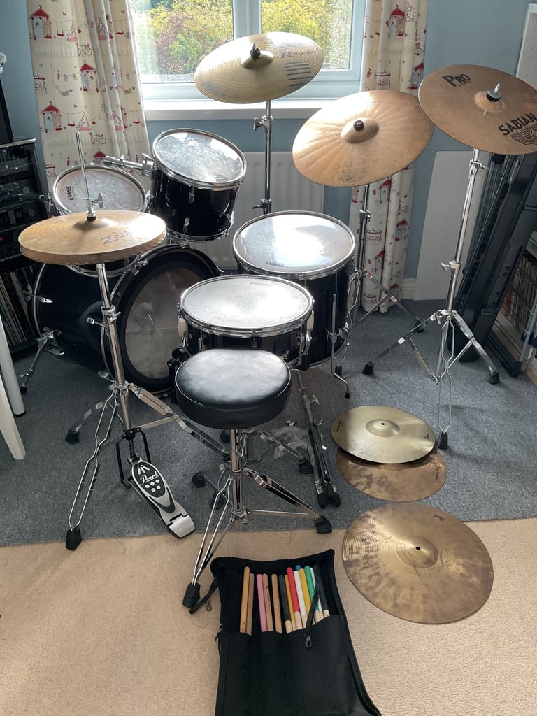 image for Full Size Pearl Drum Kit with Upgraded Cymbals & Many Extras