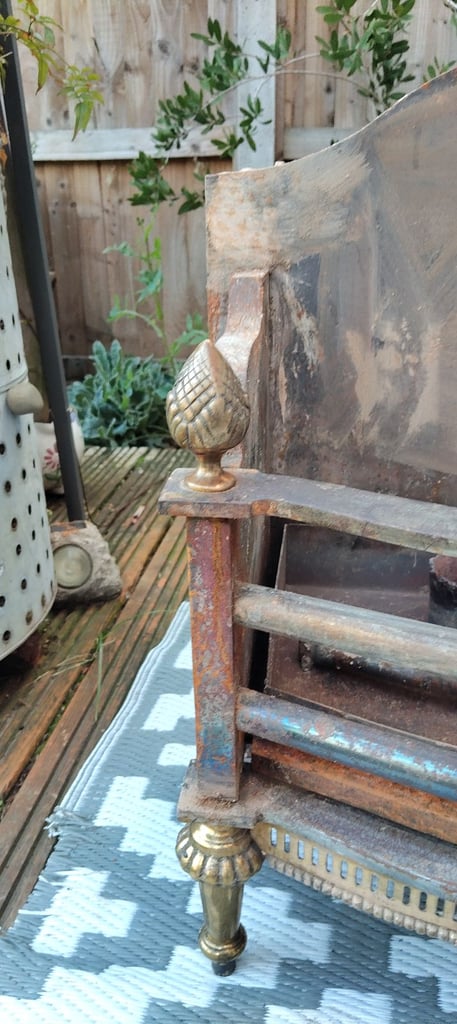 Antique brass and cast iron fire bucket