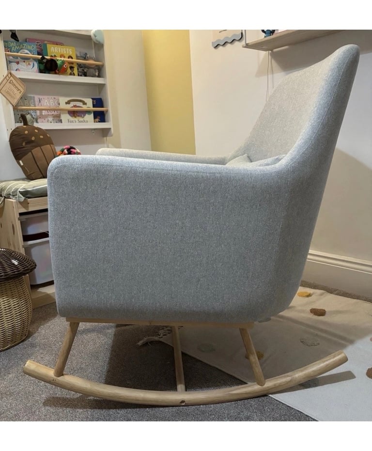 Tutti Bambini Oscar Rocking Nursing Chair Pebble Grey with Back Support Cushion