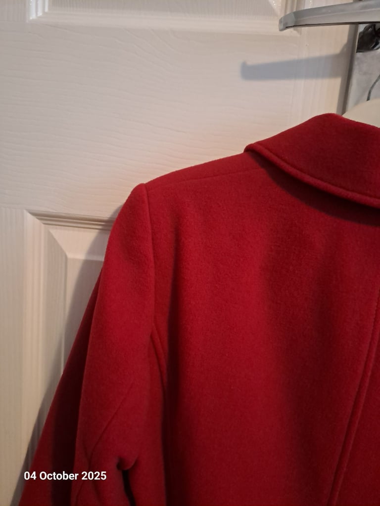 Marks and spencer red wool mix. 5% cashmere short jacket,  size 14
