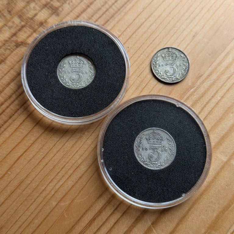 ♥NEW♥ Leap Years - STERLING SILVER Threepence Edward VII and George V coins