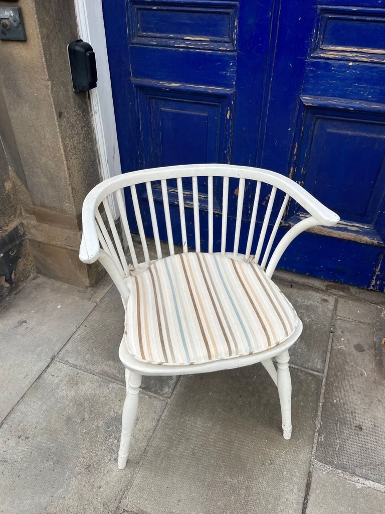 image for Vintage wooden chair , curved back detail . 