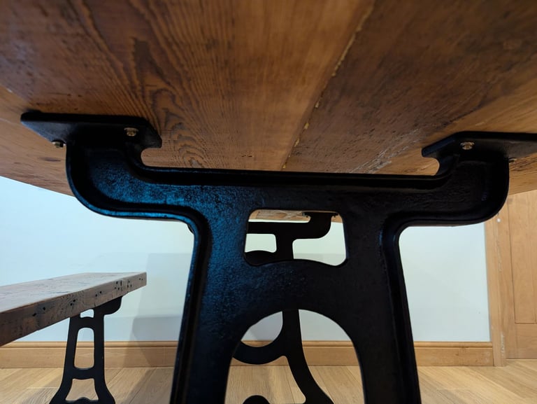 Handmade Solid Oak Dining Table & Bench