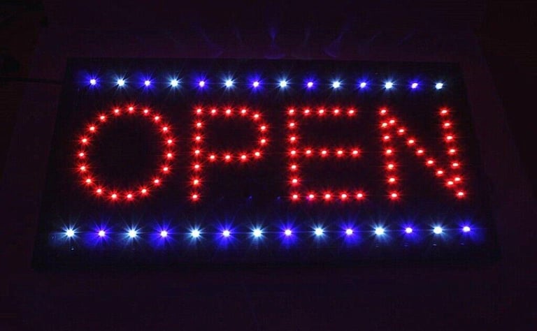Bright LED Open Sign Including UK Power Plug And Hanging Chain, For Shop Restaurant Window