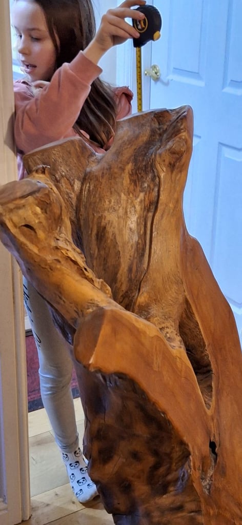 Hand Carved, Heavy, Solid, Wooden Statement Chair