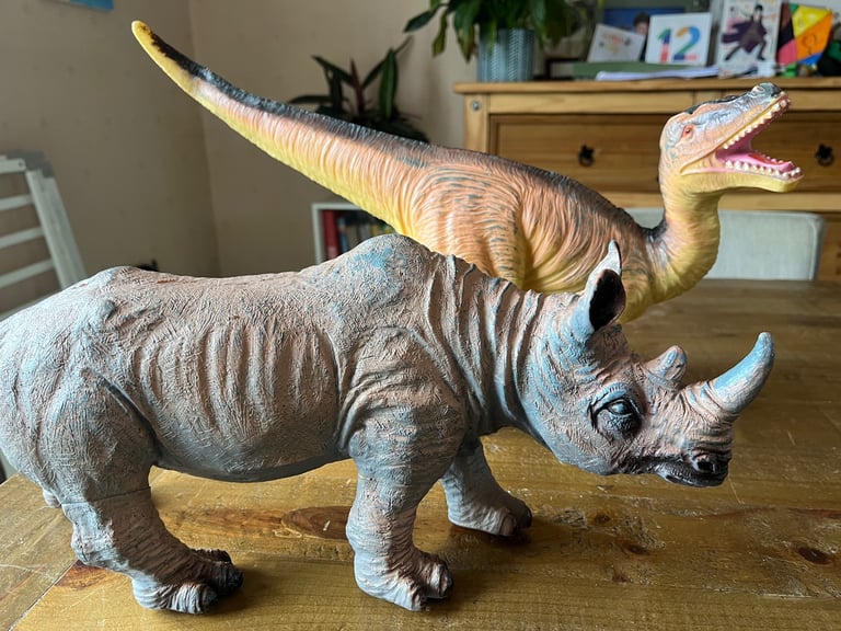 Large squishable hippo & dinosaur 