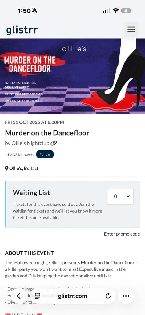 image for Ollie’s night club Belfast Halloween ticket 