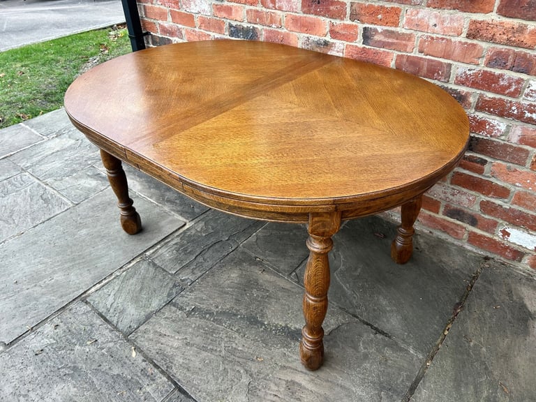 Solid Oak Farmhouse Style Oval Dining Table - Good Condition 