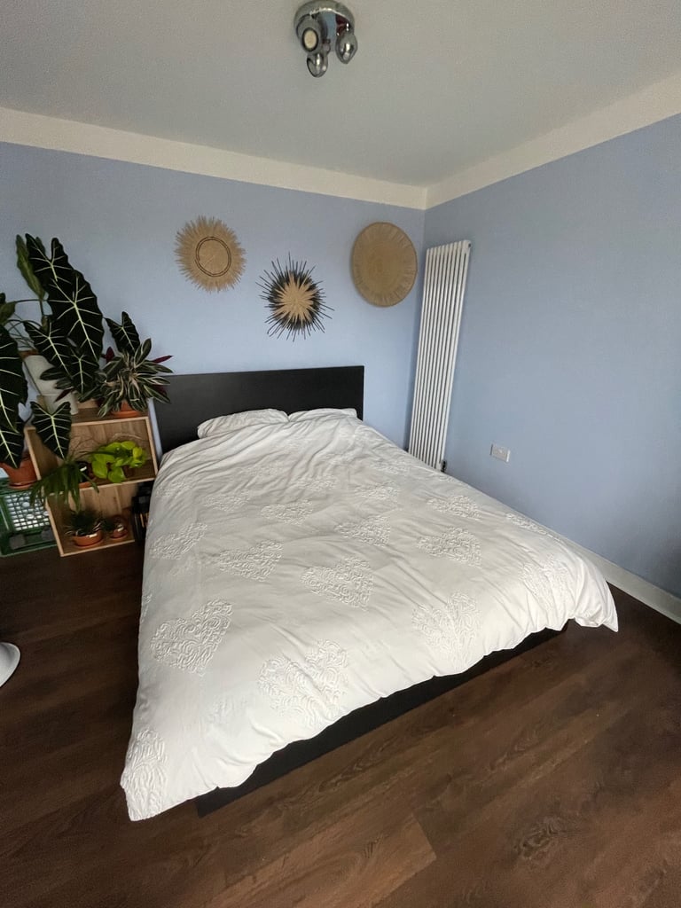 image for King size double bed frame + mattress + duvet 