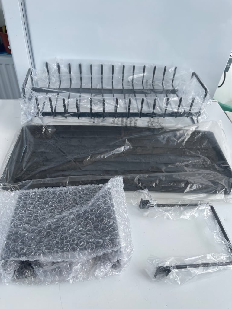 image for New Slimline Dish Draining Rack with Drip Tray and Cutlery Holder