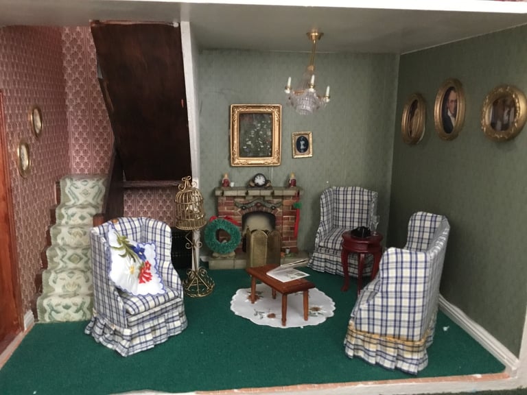 Large hand made Dolls House with furniture cntents