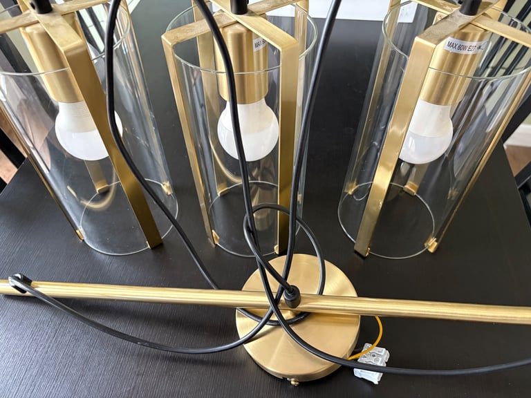 Hanging gold and glass light 