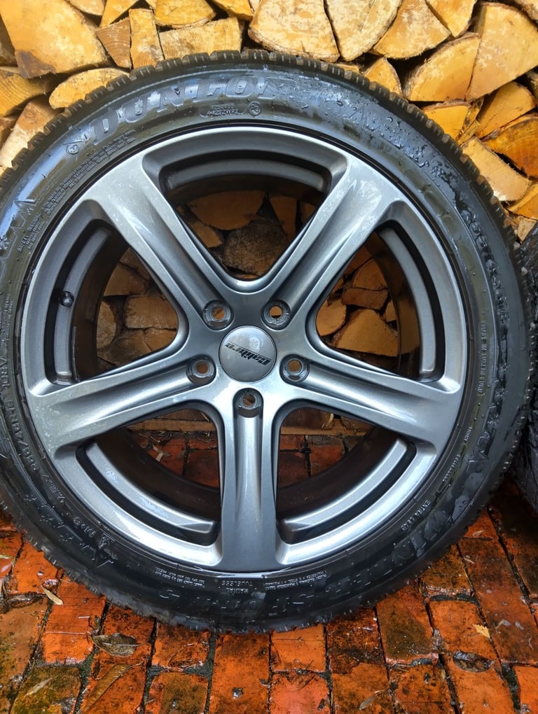18' Calibre Gunmetal Grey Alloys with Dunlop Winter Sports 255/45r18 winter tyres 