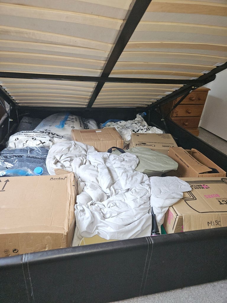 King bed with storage under.