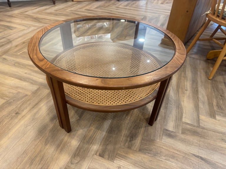 image for G Plan Round Glass Top Teak Astro Type Coffee Table Vintage Retro Mid Century possible delivery