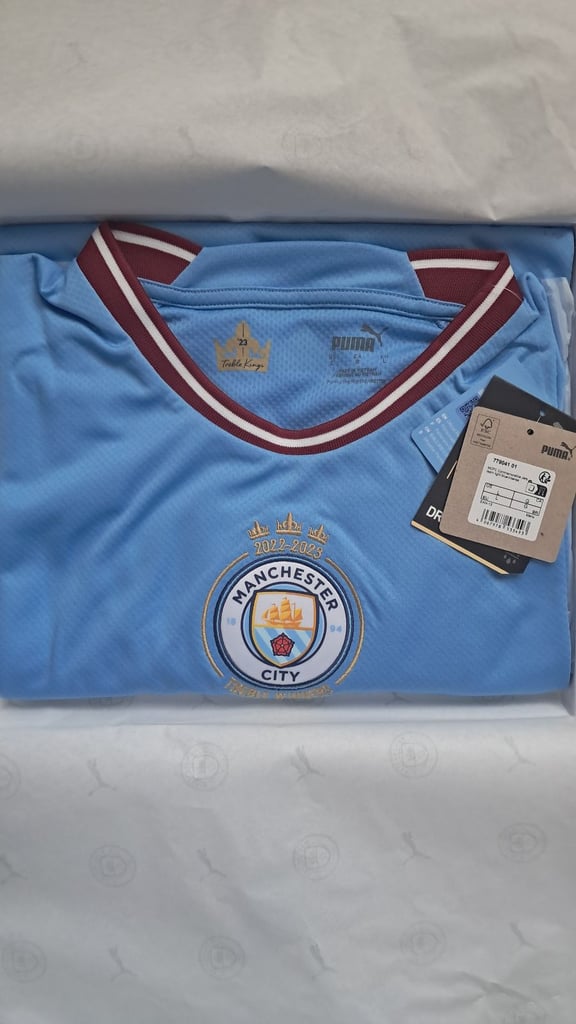 Manchester city rare treble winners boxed shirt
