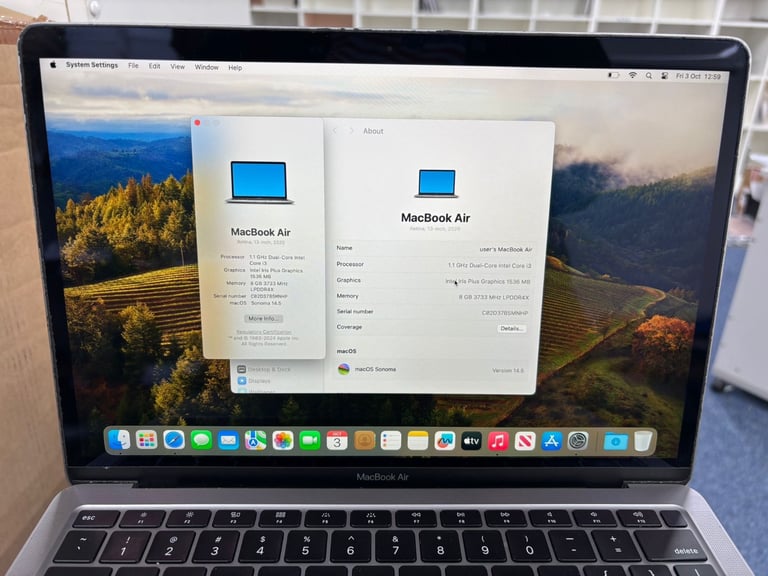 image for Apple MacBook Air 13" (2020) i3– 8GB RAM – 256GB SSD – Space Grey