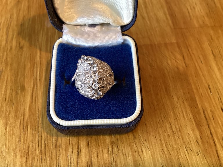 Silver Dress Ring Size P Cubic Zirconia Stones Gift Present