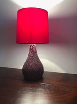Gorgeous Set of Two Lamps with Lovely Sparkly Quartz like detail with Red Sheen Lampshades